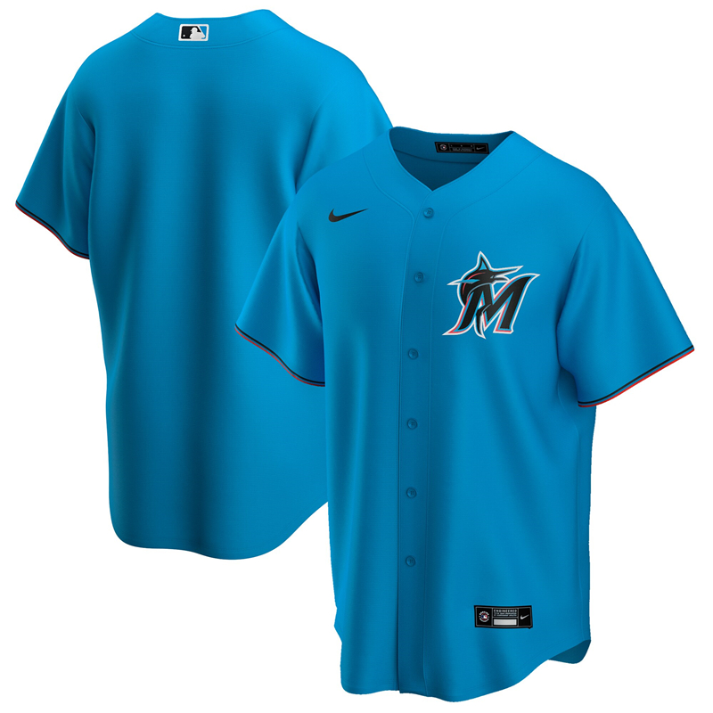 2020 MLB Men Miami Marlins Nike Blue Alternate 2020 Official Replica Team Jersey 1